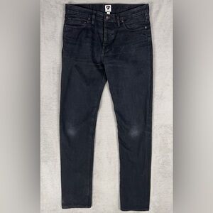 Tellason Elgin Japanese Black Selvedge Jeans Men's 34x34 Slim Tapered 13.5 oz